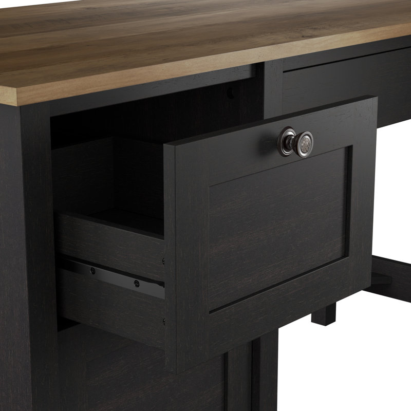 Huckins 2 Piece Computer Desk Office Set, Brown/Black