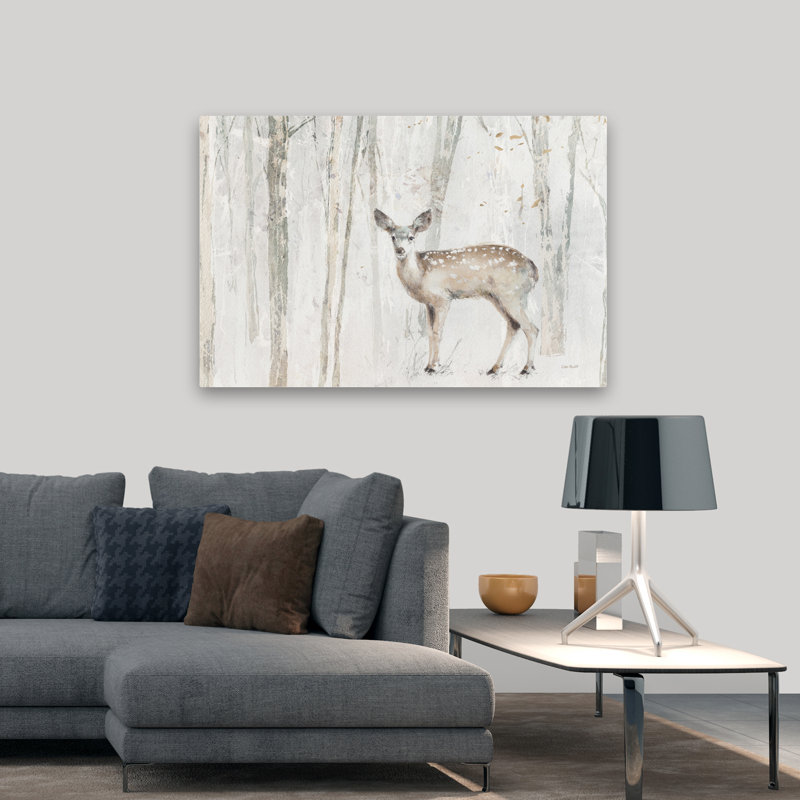 A Woodland Walk VII Crop - animaux, art animalier, cerf brun, H 32 po x l 48 po