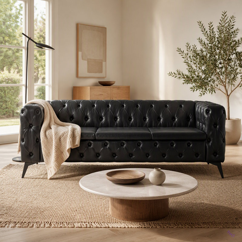 Canapé 3 places à coussin carré amovible de 84,06 po de largeur