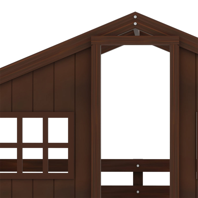 Posell Kids Twin Over Twin Bunk Bed, Espresso