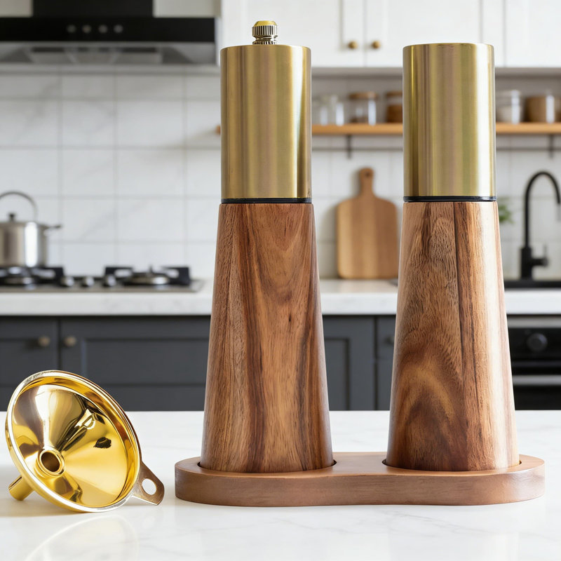 Ensemble de moulins à sel et à poivre de qualité supérieure, ensemble de 2 moulins manuels réglables avec mécanisme en acier inoxydable pour la cuisine, la salle à manger et l'extérieur