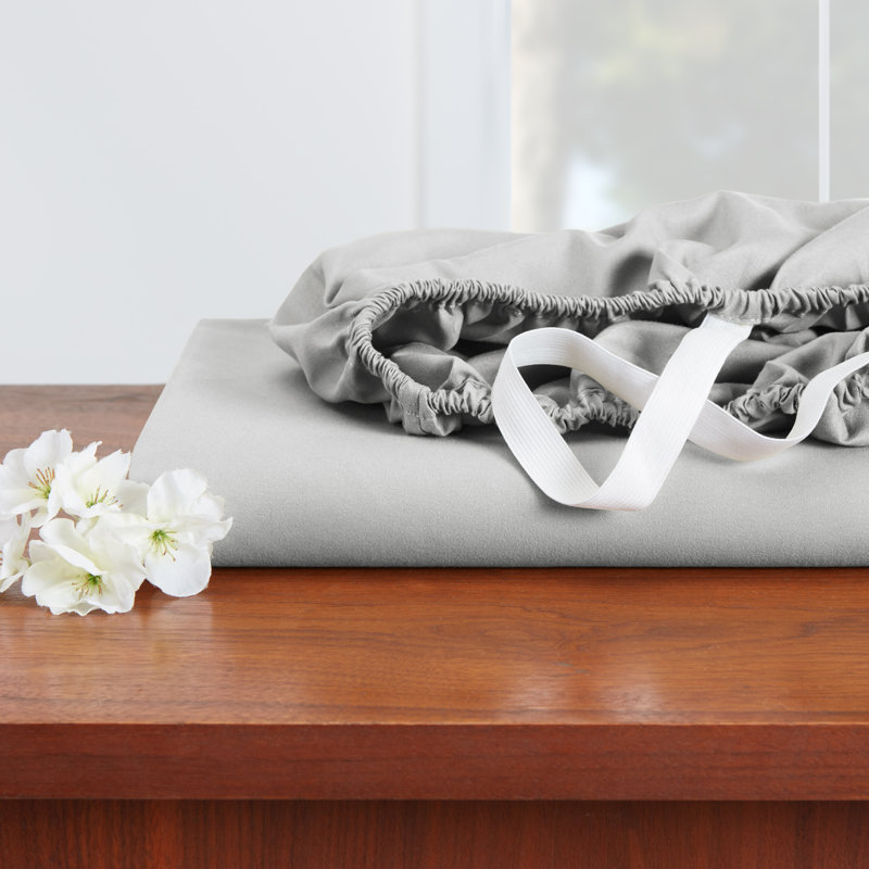 Microfiber Sheet Set, Silver Light Gray, Full Sheet Set with 2 Pillowcases