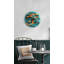 Horloge murale en verre trempé - arbre de vie sarcelle orange, art moderne, grande montre ronde silencieuse pour salon, cadeau unique inspiré de la nature-2059704801-2059704802
