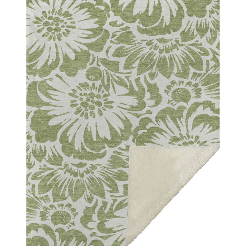 Jeté en sherpa floral Addison, Aloès