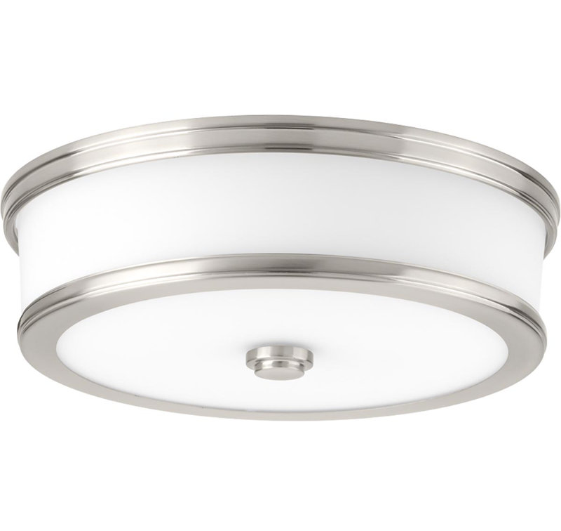 Plafonnier encastré cylindrique simple à 1 lumière Vanderhoof, 3,88" H x 13" lx 13" p, Nickel brossé