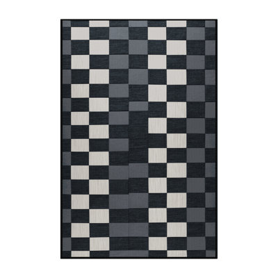 Tapis damier noir lavable à la machine
