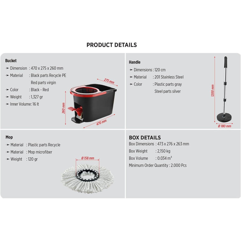 MantraRaj Microfiber Spin Mop and Bucket Set Foot Pedal Rotating Mop Durable Mop Bucket Set Black