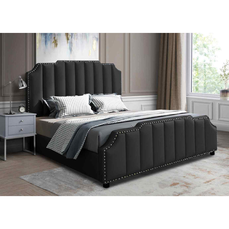 Upholstered Bed, Black, Kingsize (5')