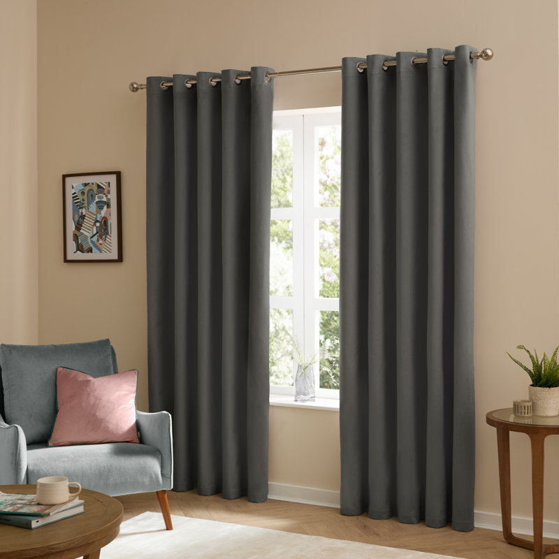 The Ultimate Velvet Blackout Curtain Panel Pair, Grey, 168cm Width x 229cm Drop