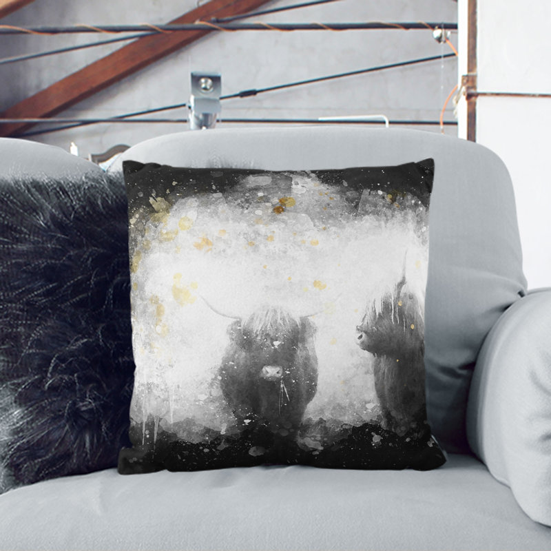 Square Throw Cushion, Black, 40cm H x 40cm W x 15cm D
