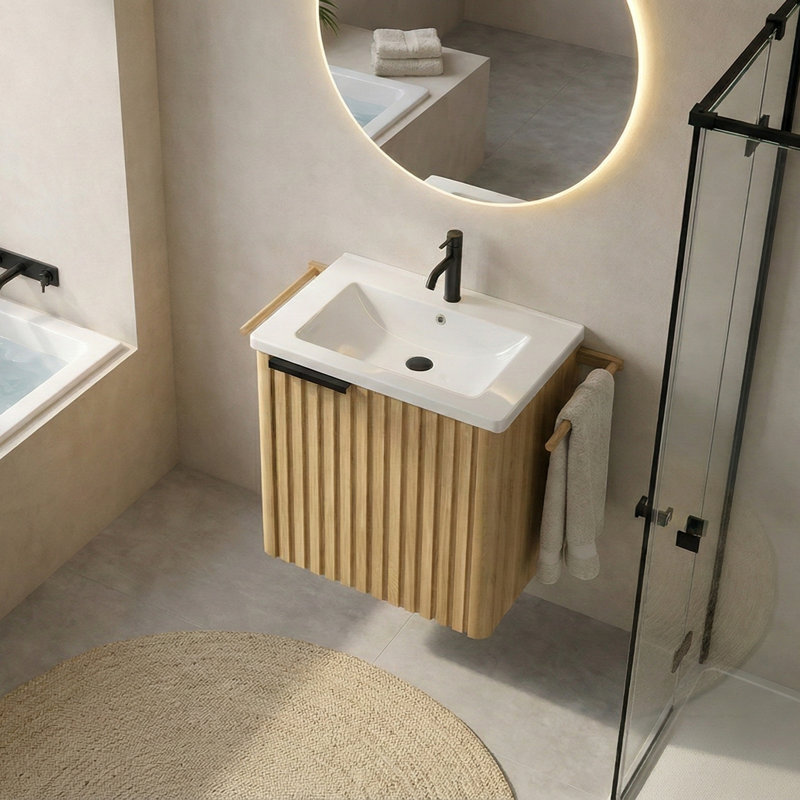 Meuble-lavabo simple mural 18 po Kathryn, 18", Marron clair