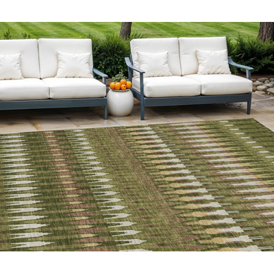 Tapis intérieur / extérieur brun lavable 8 pi x 10 pi Southwestern