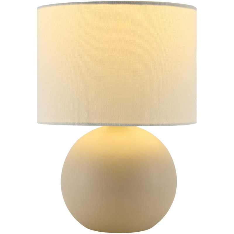 Lampe de table en céramique avec abat-jour tambour en lin, Crème