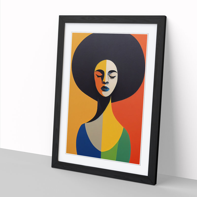 CAN-V0523-2932X Woman With Afro Abstract Vol.2 - Wrapped Canvas Print, Black, 34cm H x 25cm W x 2cm D
