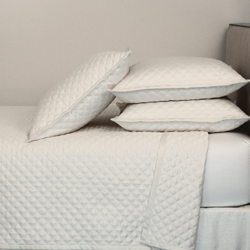 Double Diamond Coverlet, King Coverlet + 3 Euro Shams, Ivory