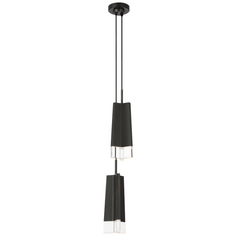 Thomas O'Brien Matcha 2 Light Pendant in Bronze with Clear Glass, Bronze