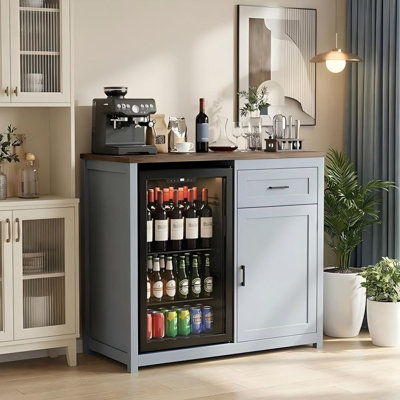 Îlot de cuisine 41,7 pouces avec mini espace réfrigérateur, prise et rangement