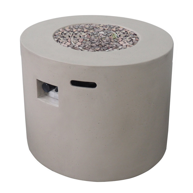 Caelan Round Fire Pit Table, Light Gray
