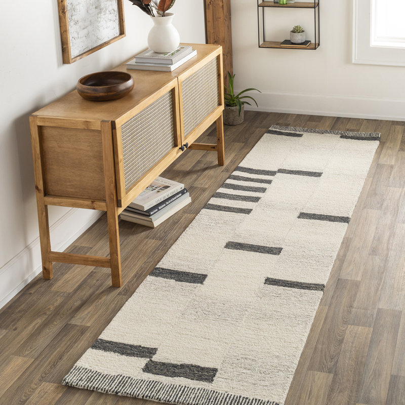 Granada Broken Stripe Wool Hand Made Area Rug, Rectangle 122 x 183 cm