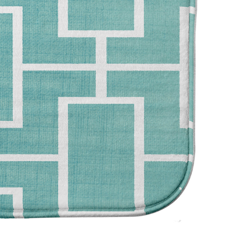 Tapis pour salle de bain avec grillage Leija, H 18 po x L 30 po, Bleu