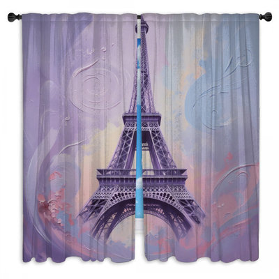 Eiffel Tower Window Curtains Architecture Sheer & Room Darkening - 2 Panels