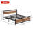 King Platform Bed Frame with Rustic Industrial Design, Metal Foundation with Wood Head and Foot Panels, 14" Underbed Storage, No Box Spring Needed