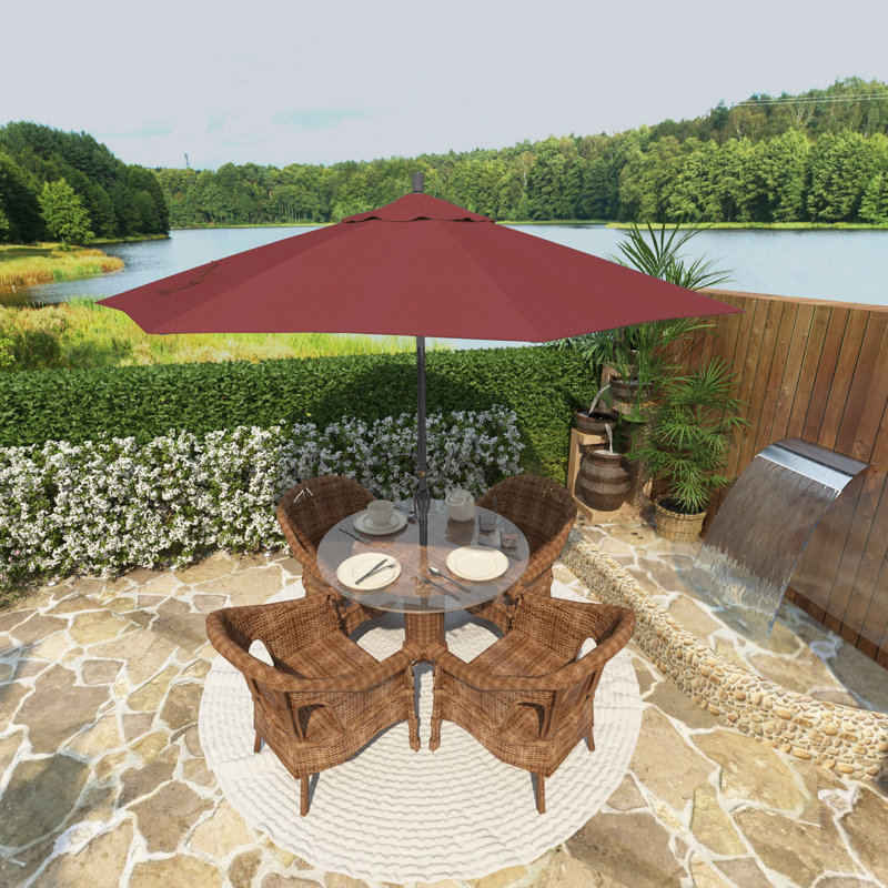 Parasol de marché 7 pi 6 po Lexia, Gris martelé, Sunbrella® brume Gateway