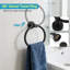 Ensemble de quincaillerie de salle de bain moderne noir mat 9 pièces, 304 porte-serviettes en acier inoxydable, porte-papier hygiénique et crochets