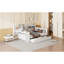 Lit de jour en bois double avec 3 tiroirs, ports USB et bureau, blanc-990568556