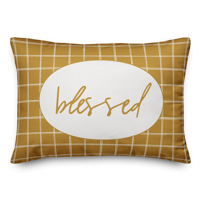 Plaid Outdoor Reversible Throw Pillow, Yellow