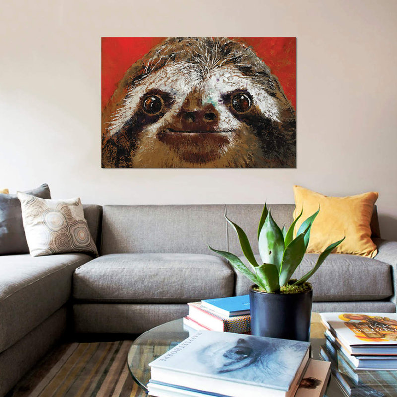 «Sloth», reproduction sur toile, H 18 po x l 26 po x P 1,5 po, Toile encadrée noire, Pas de tapis