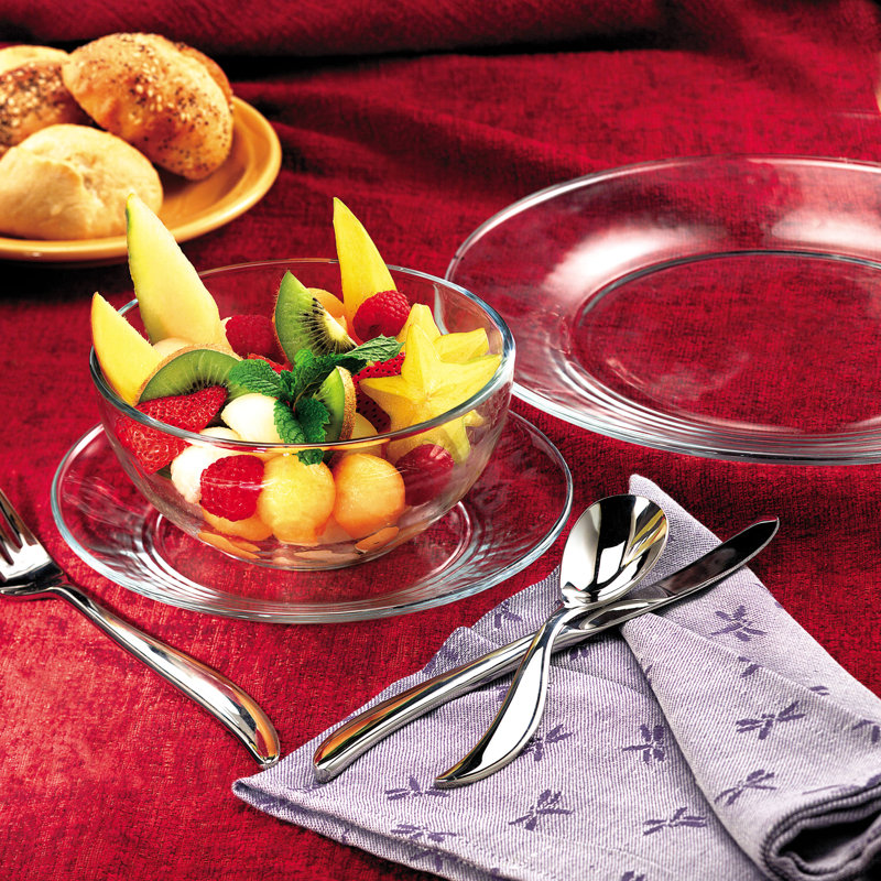 Libbey 12‑Piece Clear Glass Round Dinnerware Set, Service for 4