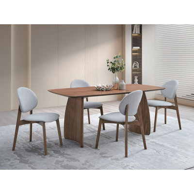 Hadasa Walnut & Light Grey Finish 5Pcs Dining Room Set