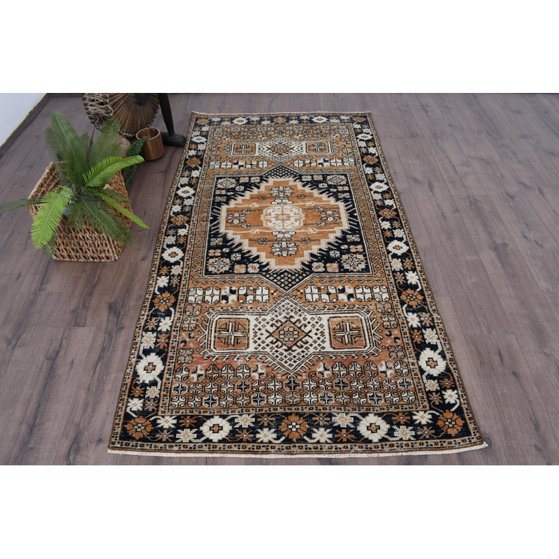 Classic Wool Patchwork Rug, 44.1x82.3 Inch Brown Area Rug
