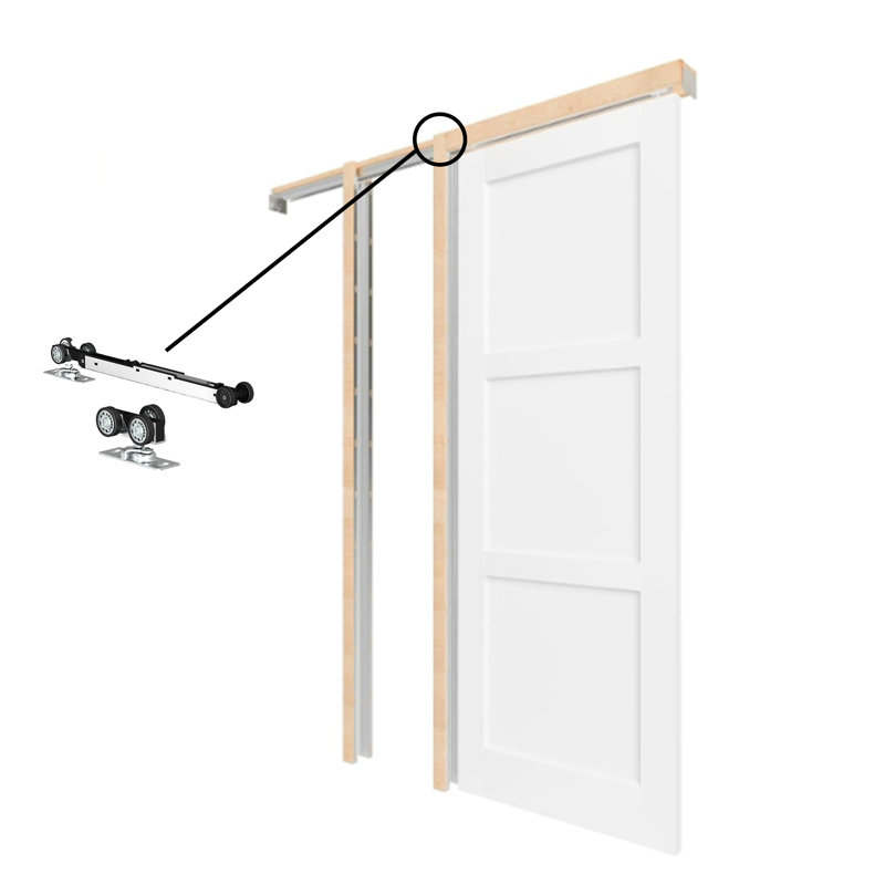 Porte coulissante avec fermeture à glissière - Porte intérieure en MDF blanc de style shaker et garde-manger avec cadre de poche
