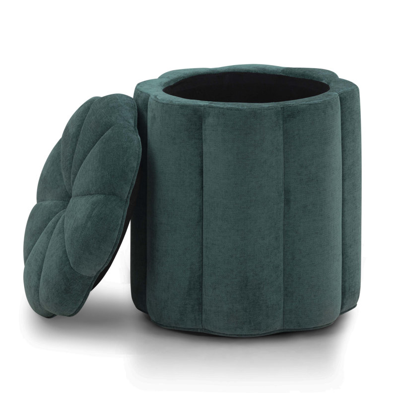 Fleur Peacock Storage Ottoman, Teal