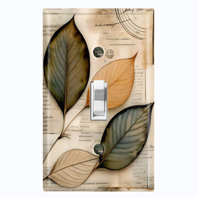 Couvercle de plaque d'interrupteur en métal; Bascule à 1 taille US standard - feuilles rétro