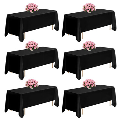 Nappes noires pour tables rectangulaires, paquet de 6, 70 x 120 po, vêtements de table réutilisables et lavables à la machine, housses de table en tissu de polyester infroissable pour mariage, fête, banquet
