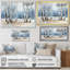 Bois de bouleau blanc et bleu en hiver - Art mural bouleau-97042260-97042264