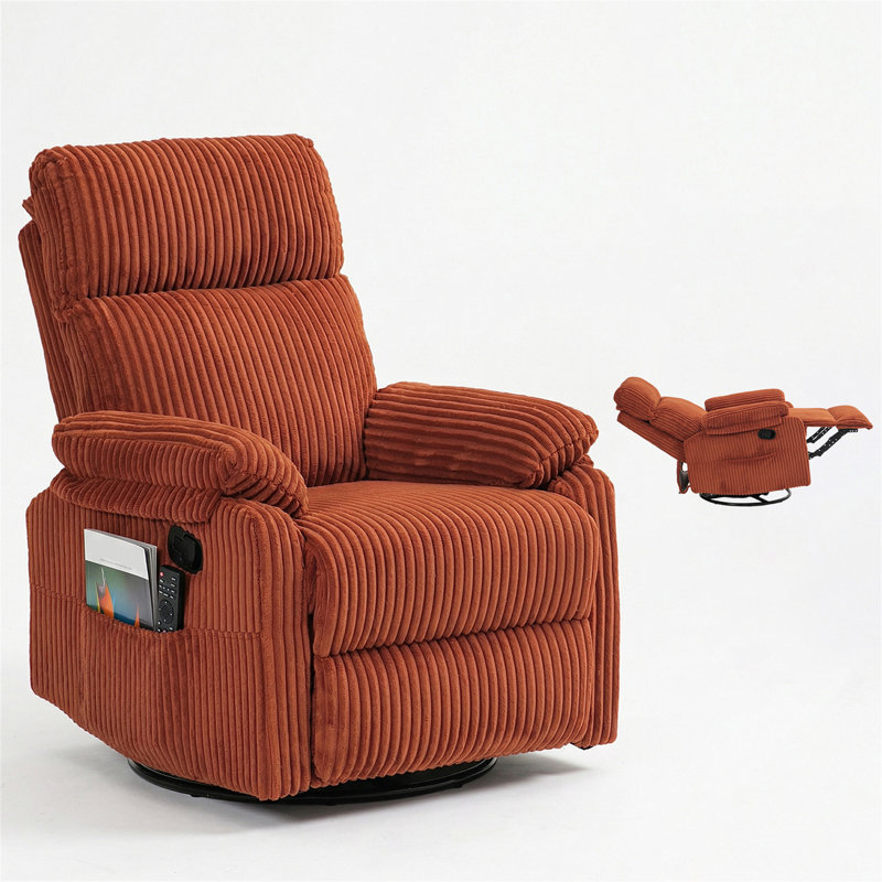 Fauteuil inclinable, Velours côtelé orange