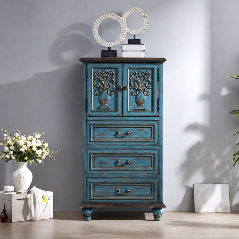 Armoire d'appoint polyvalente de style rustique américain, Brun/bleu