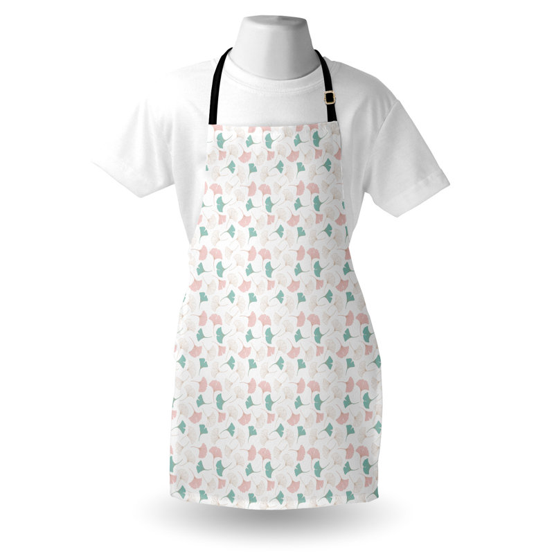 Dakota Fields Botanical Apron Unisex Ginkgo Leaves Wild Herbs Adult Size Rose Turquoise and White