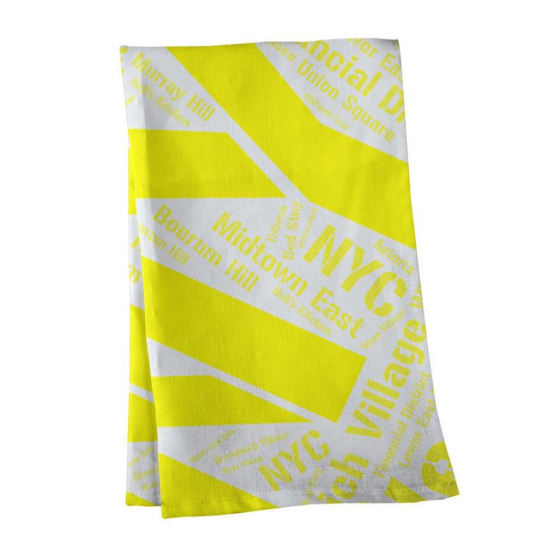 Cotton Tea Towel Kitchen Towel, Yellow, New York