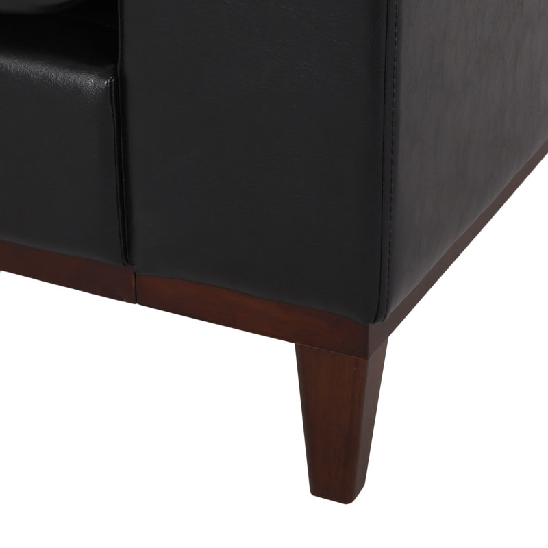Tallula 80.25'' Faux Leather Sofa, Midnight Black Leather