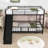 Twin Over Twin Metal Bunk Bed With Slide, Convertible Loft Design And Safety Guardrail-1687479511