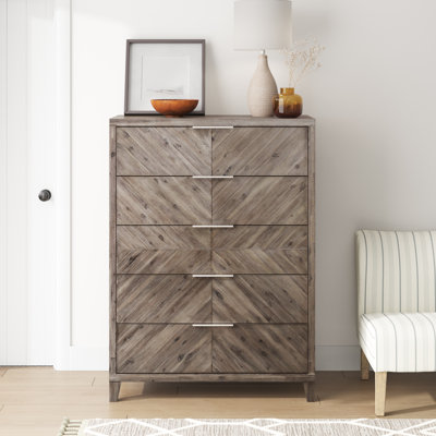 Commode en bois massif 5 tiroirs Tristian