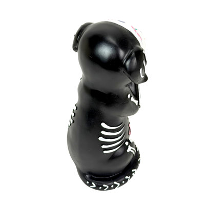 Gothic black and white resin 8.75-inch Day of the Dead skeleton dog figurine accent