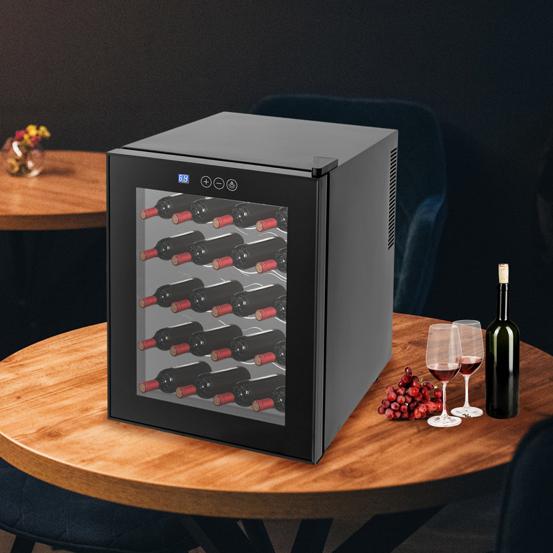 Réfrigérateur à boissons autoportant avec rangement pour le vin et porte vitrée 20 canettes (12 oz) SUNYOU