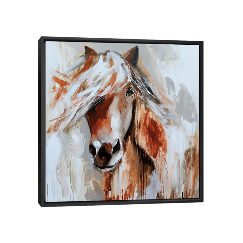 « âme whisperer », impression sur toile, H 18 po x l 18 po x P 1,5 po, Toile avec cadre noir, Pas de tapis