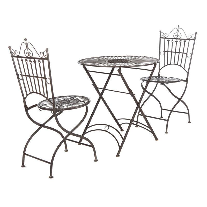 Mojica 2-Person Folding Patio Set, Black Rust